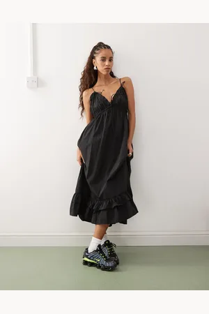 COLLUSION Nylon volume frill hem cami strap midi dress in