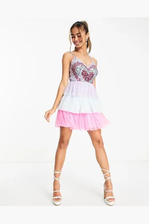 Maya Deluxe Embellished heart mini dress in multicolor