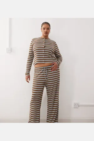 COLLUSION Plus relaxed rib knit striped pants