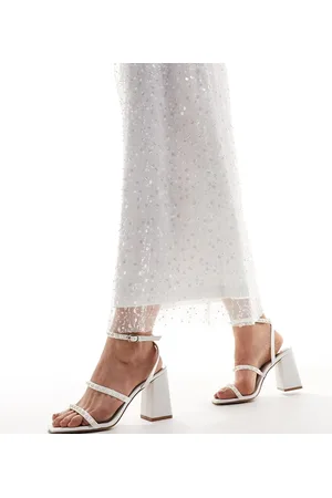 Be Mine Bridal Stella pearl embellished block heel sandals in ivory