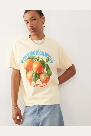 Reclaimed Oversized t-shirt with lemon print in buttermilk