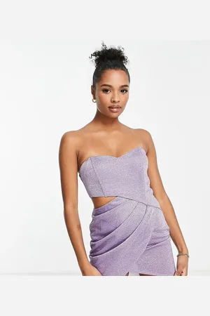 Jaded Rose Wrap front bandeau mini dress in pink sparkle
