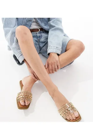 SEQWL Honeysuckle flat sandals with studded strap in