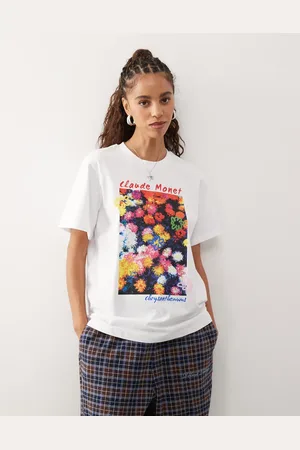 Reclaimed Oversized t-shirt with licensed Monet flower print in
