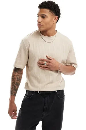 Threadbare Relaxed fit t-shirt in beige textured stripe