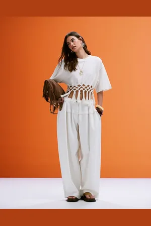 ASOS Super oversized laundered pants with seam details in washed white