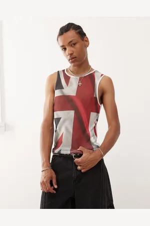 COLLUSION Mesh tank top with Union Jack print