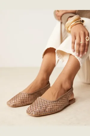 ASOS Lisse point-toe slingback ballet flats in taupe weave