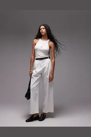 Topshop Premium double pleat straight leg tailored pants in