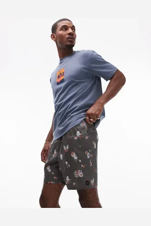 RVCA Barnes elastic waist swim short in black floral print