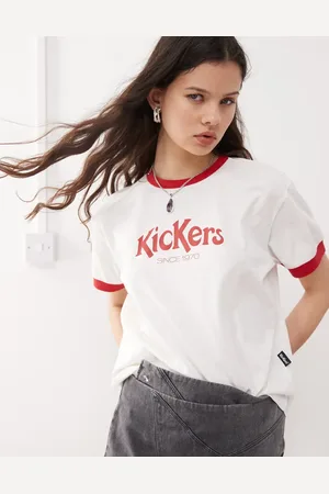 Kickers Cropped ringer tee with red logo in