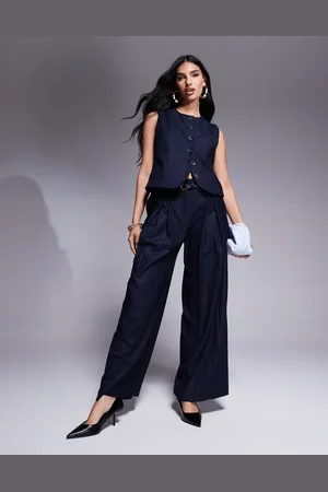 River Island Wide leg pants in pinstripe