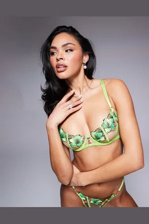 Ann Summers Caged Hibiscus non padded balconette bra in lime