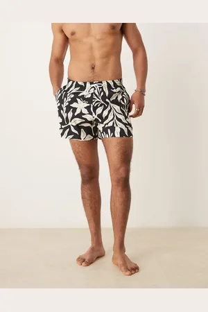 Abercrombie & Fitch Swimwear 5-inch shorts in mono leaf print