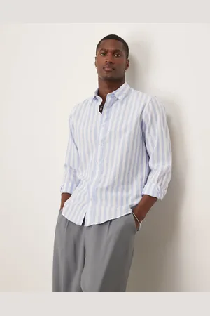 SELECTED Long sleeve linen mix shirt in light stripe