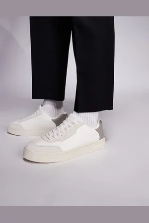 Armani Exchange Chunky logo sneakers in off and beige