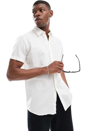 JACK & JONES Linen mix short sleeved shirt in