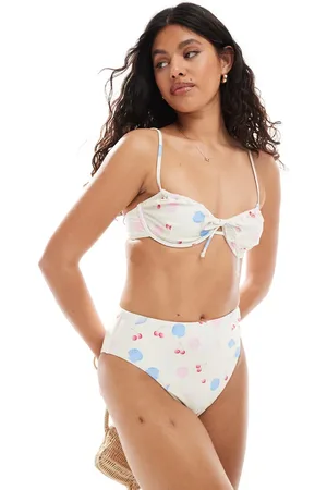Pieces® High waist bikini bottoms in seashell print - part of a set