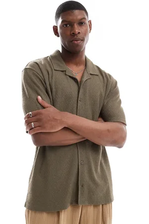 Threadbare Textured short sleeve shirt in khaki