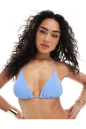Monki Mix and match crinkle tie up triangle bikini top in exclusive to ASOS