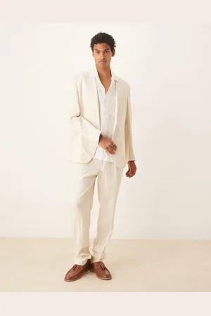 MANGO Tailored linen pants in ecru - part of a set