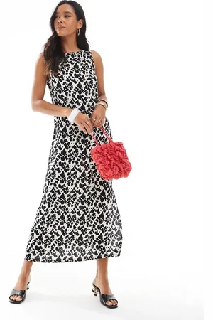 Pieces® Boat neck midi dress in zebra print