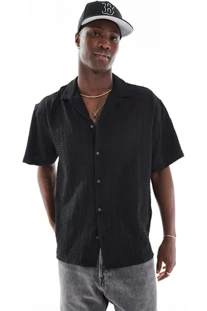 JACK & JONES Camp collar seersucker short sleeve shirt in