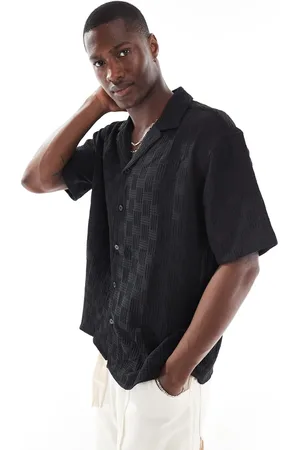JACK & JONES Camp collar textured short sleeve shirt in