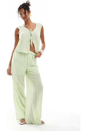 Pieces® Textured wide leg pants in gleam - part of a set