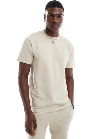 Only & Sons Short sleeve waffle T-shirt in cream - part of a set