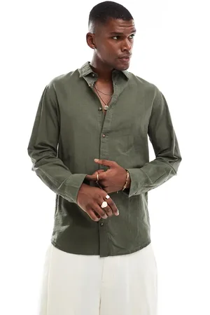 JACK & JONES Linen mix shirt in khaki