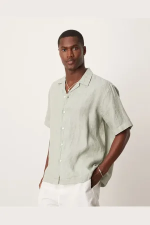 SELECTED Linen camp collar shirt in