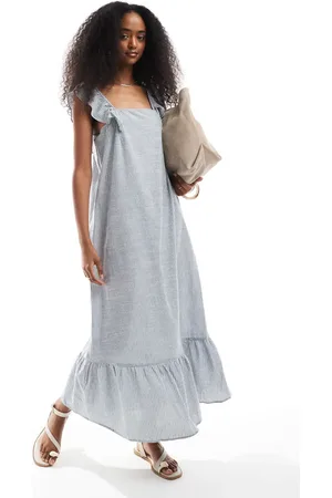 Pieces® Flutter straps tiered cami maxi dress in stripes