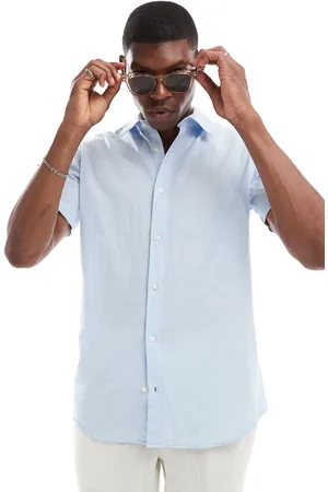 JACK & JONES Linen mix short sleeve shirt in light