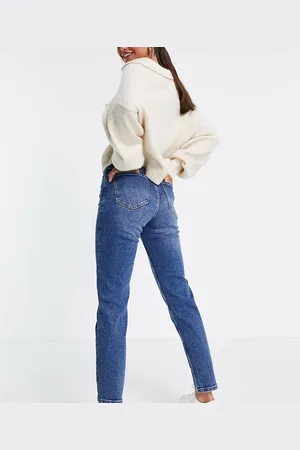 Stradivarius Tall slim mom jean with stretch in authentic blue