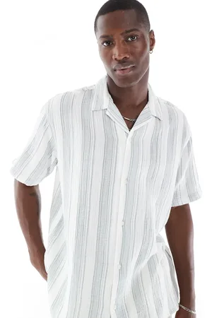 JACK & JONES Camp collar shirt in textured stripes