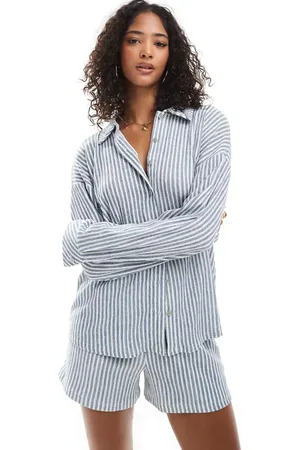 ONLY Textured oversized shirt in stripe - part of a set