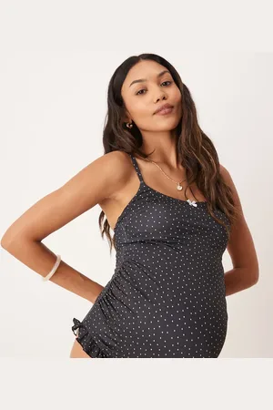 ASOS Maternity Gerri scoop neck swimsuit in polka dots