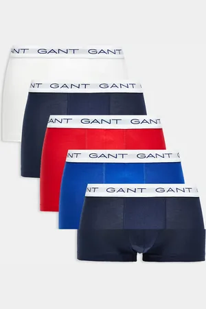 GANT 5 pack boxer briefs with logo waistband in navy blue red