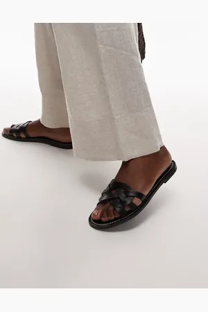 MANGO Leather braided detail sandals in