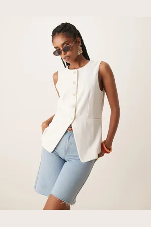 JDY Square neck longline vest in
