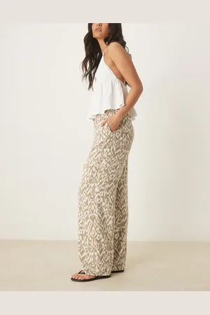 JDY Wide leg pants in ecru abstract print