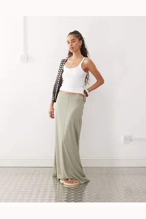 Monki Floaty maxi skirt in khaki