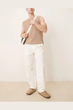 MANGO Linen mix tailored straight leg pants in ecru