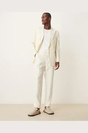 MANGO Slim fit linen suit pants in ecru - part of a set