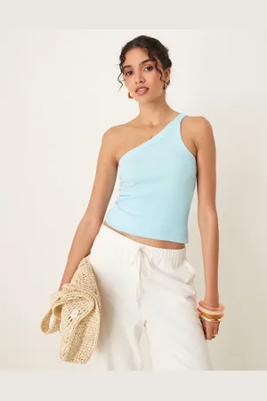 Abercrombie & Fitch One shoulder asymmetric ribbed tank top in