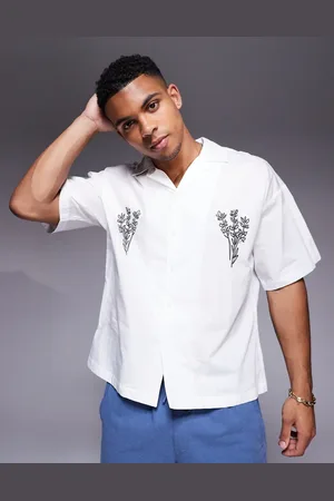 ADPT. Camp collar shirt in with plant print