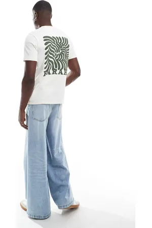 Farah Amesbury chest and back print t-shirt in beige