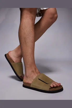 ASOS Sandal slides in stone suede with cork sole