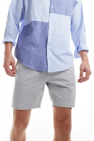 Threadbare Seersucker striped shorts in & blue